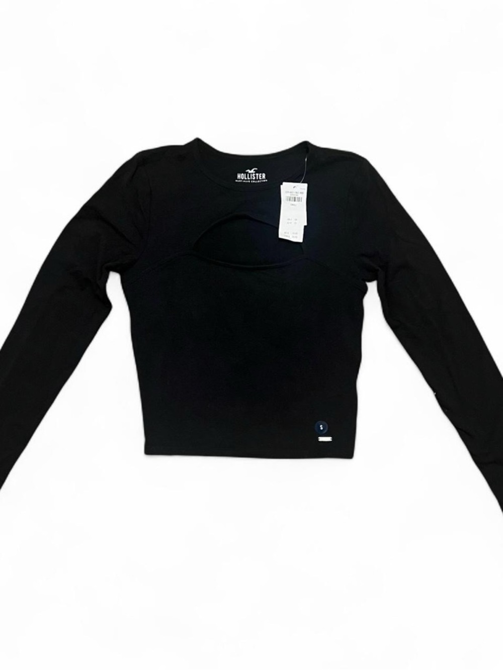 Hollister Black Long Sleeve Cutout Crop Top